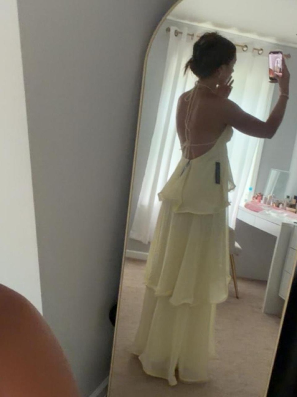 Yellow Tiered Backless Maxi Dress